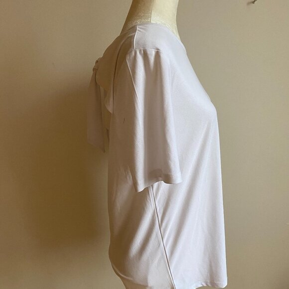 HALOGEN Bnwt White Short Sleeve Top Back Tie sz Small - Picture 4 of 8